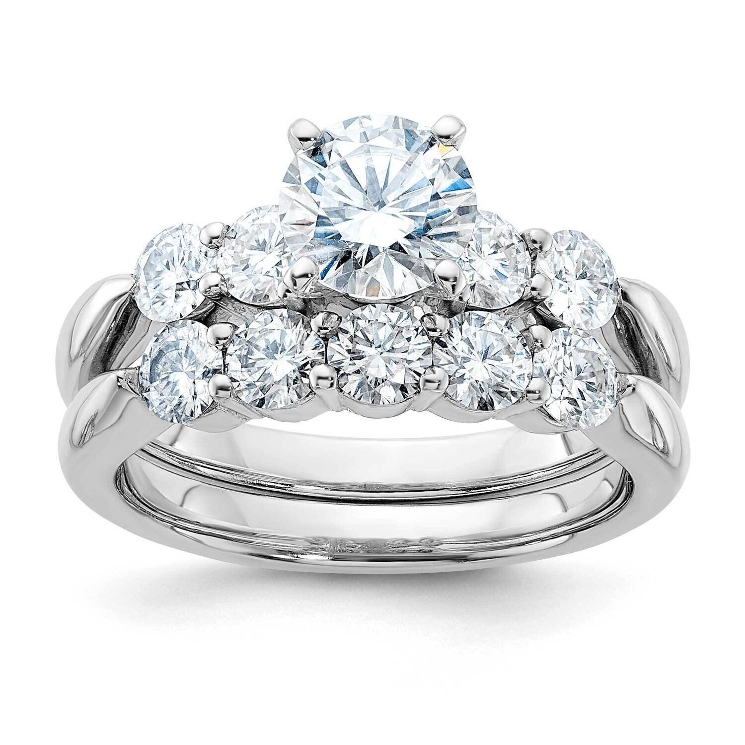 2 1/2ct. D E F Pure Light Moissanite Ring Set 14k White Gold SM15745-C100SETMP, MPN: SM15745-C100SE…