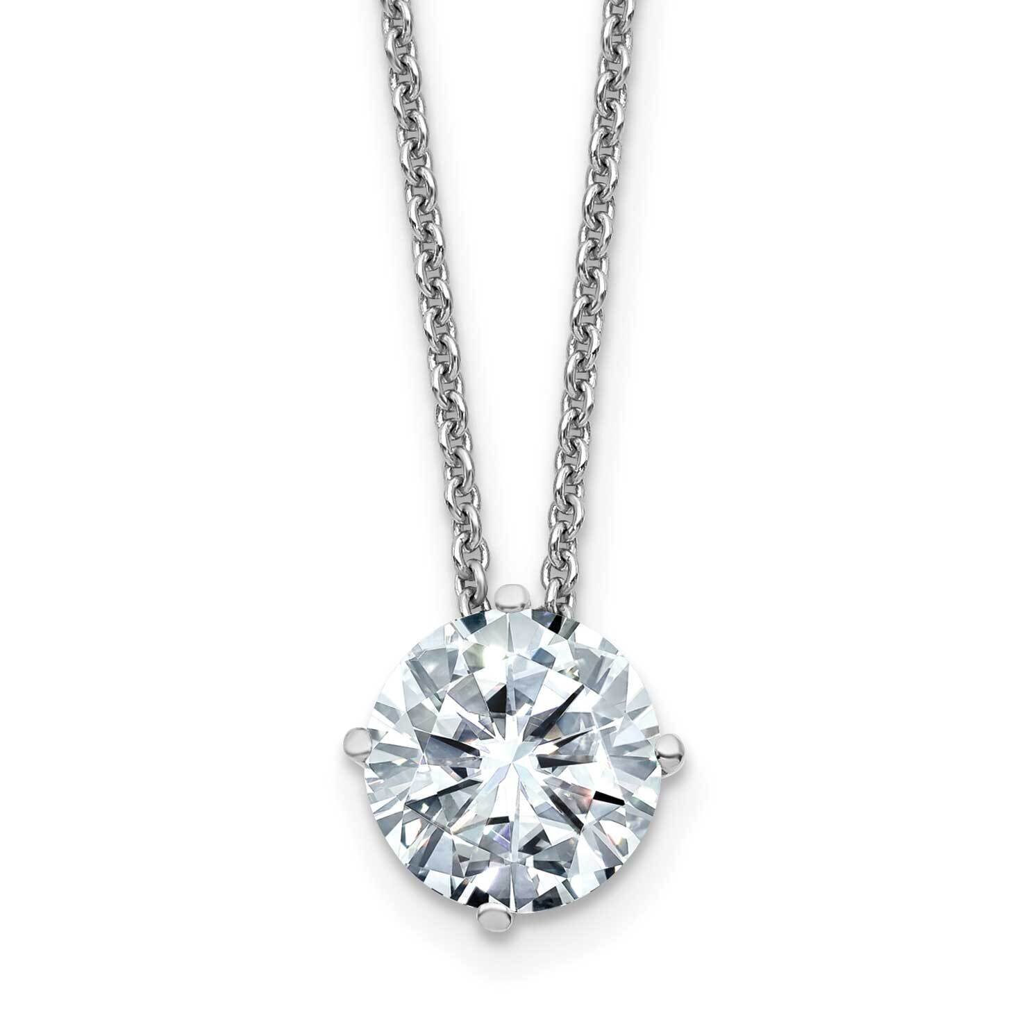 1.50ct. 7.5mm Round D E F Pure Light Moissanite Solitaire Necklace 14k White Gold WG113-23MP