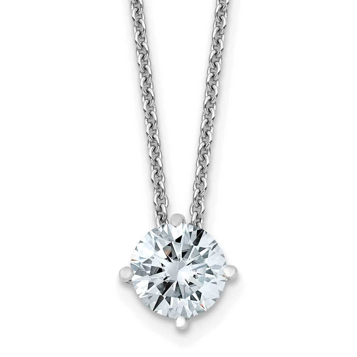 3/4ct. 6.0mm Round D E F Pure Light Moissanite Solitaire Necklace 14k White Gold WG113-20MP