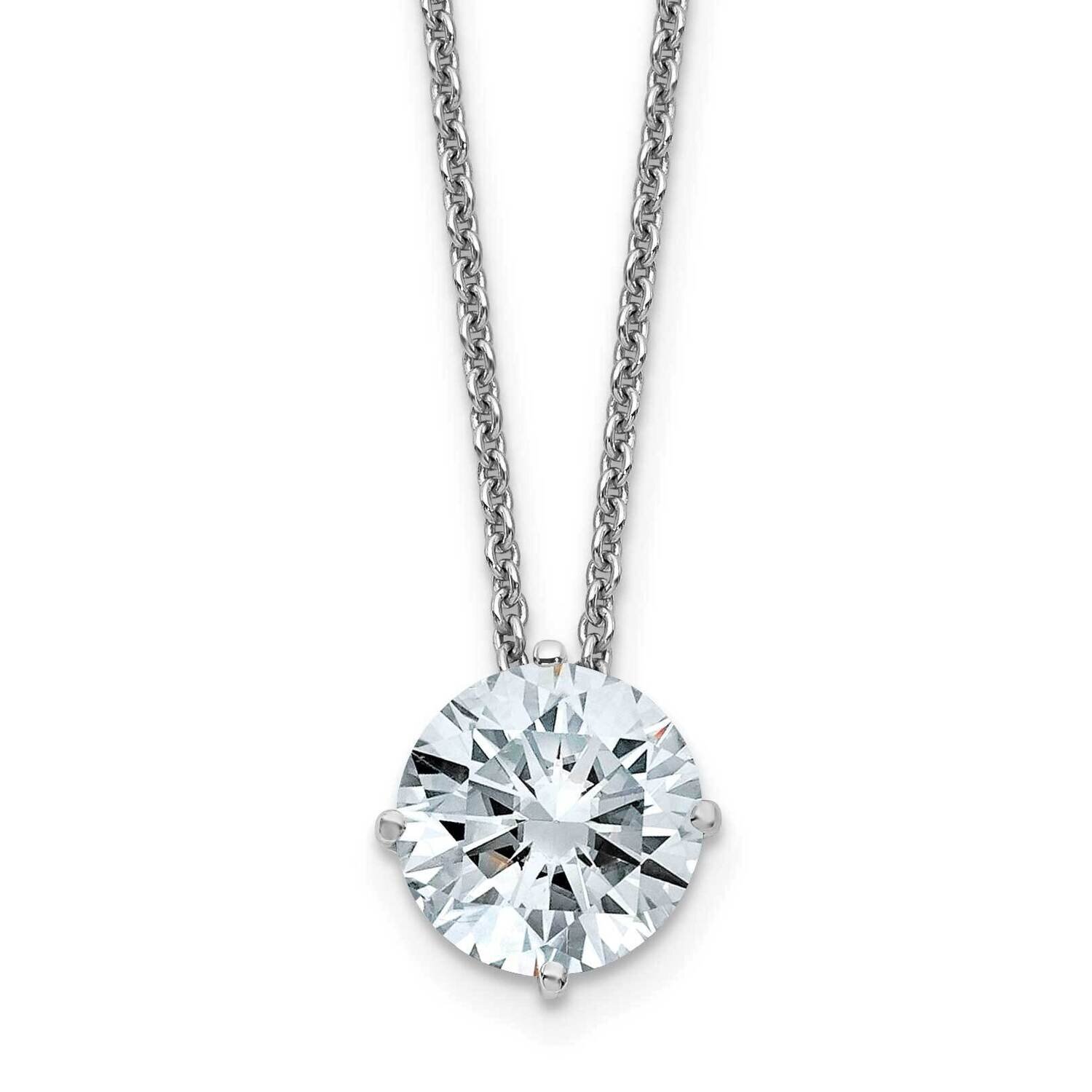 2ct. 8.0mm Round D E F Pure Light Moissanite Solitaire Necklace 14k White Gold WG113-25MP