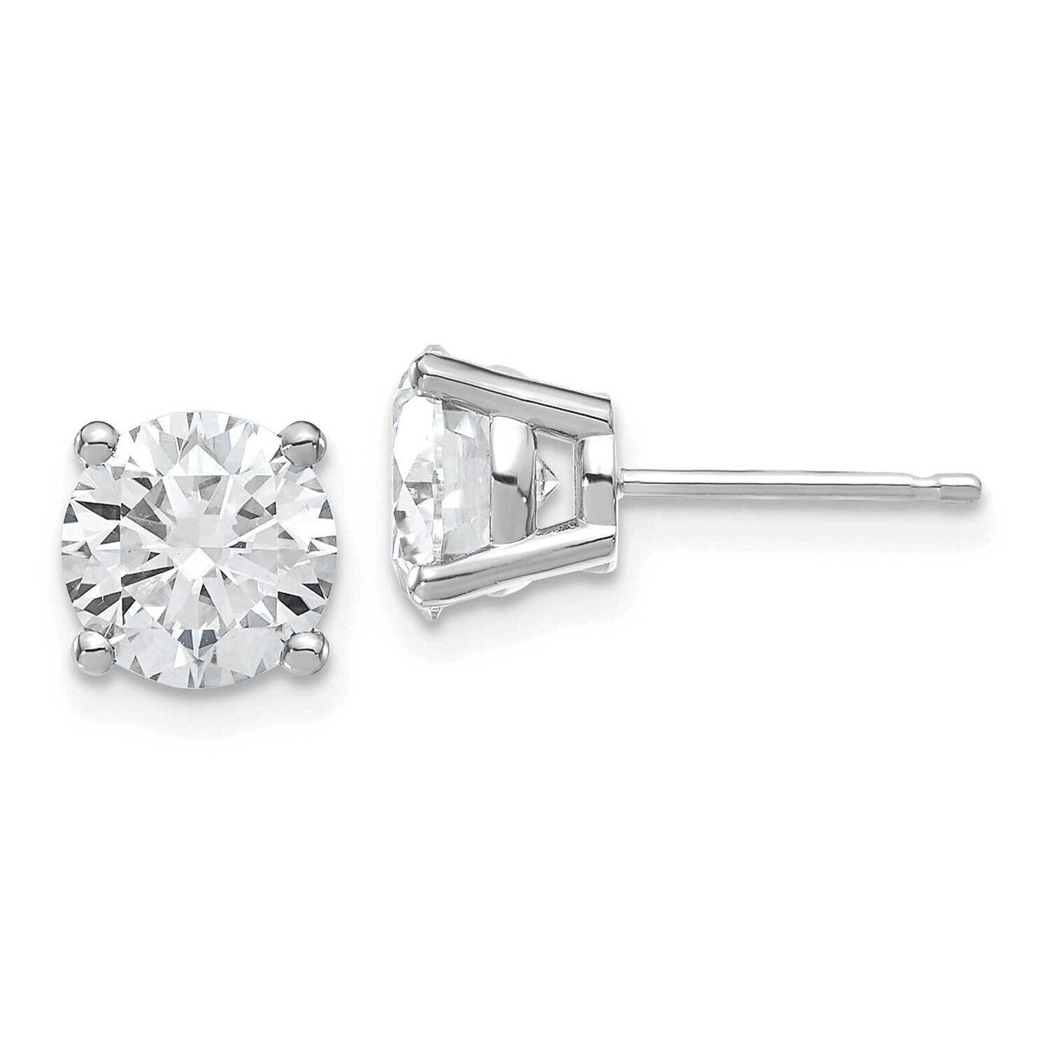 3.5ct. 7.5mm Round D E F Pure Light Moissanite Earrings 14k White Gold WG324-11AMP, MPN: WG324-11AM…
