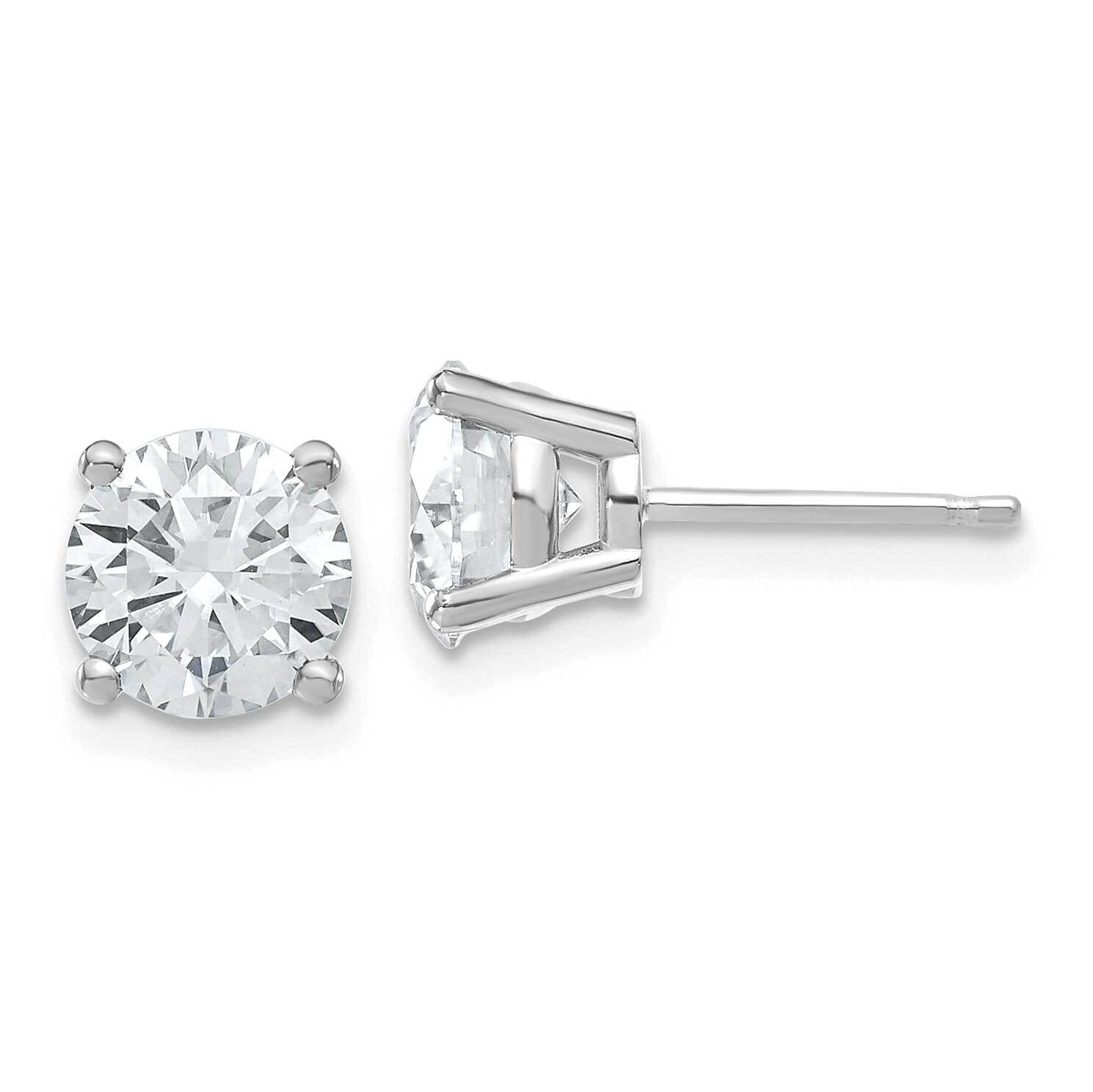 W Gold 2.50ct. 7.0mm Round D E F Pure Light Moissanite Earrings 14k Gold WG324-11MP