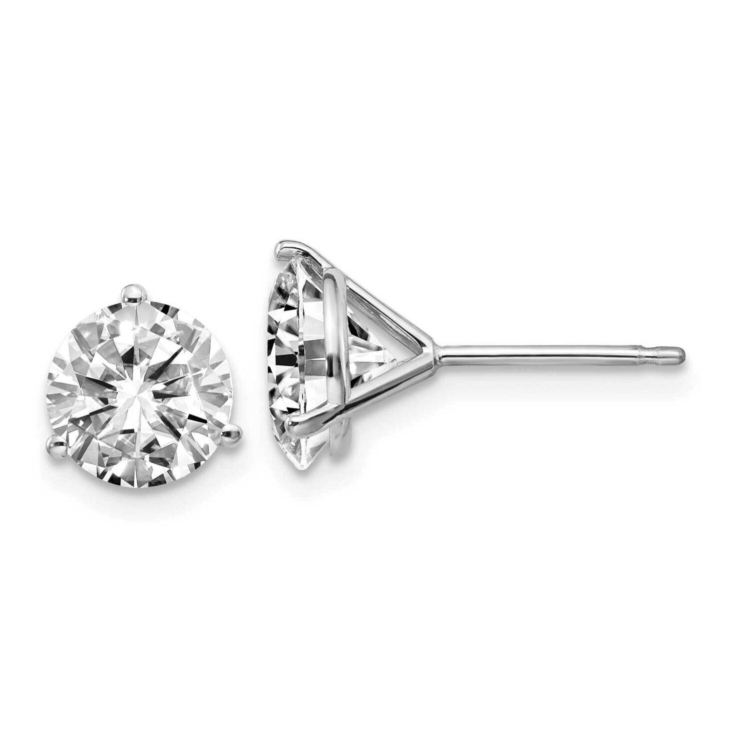 2.50ct. 7.0mm Round J-K Color Moissanite Earrings 14k White Gold WG322-10MB, MPN: WG322-10MB,