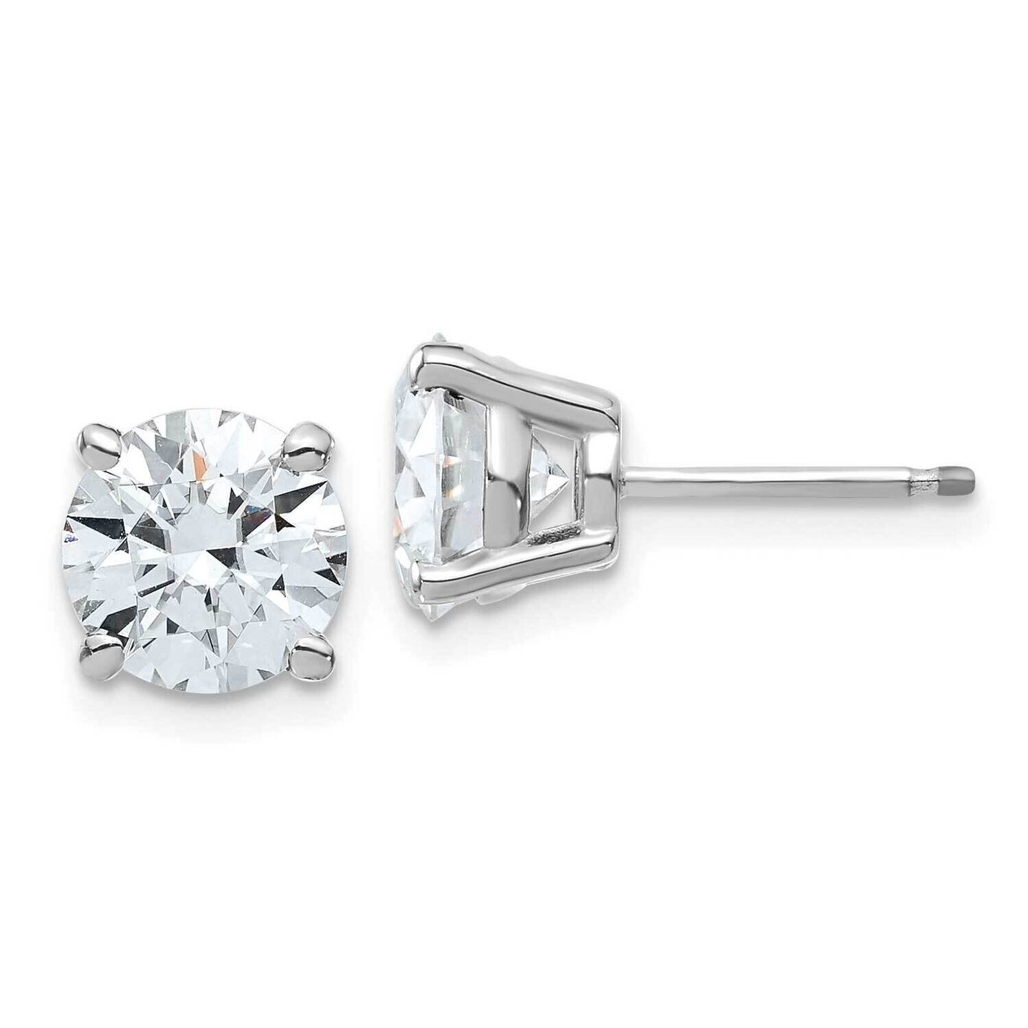 4ct. 8.0mm Round D E F Pure Light Moissanite Earrings 14k White Gold WG324-12MP, MPN: WG324-12MP, 1…
