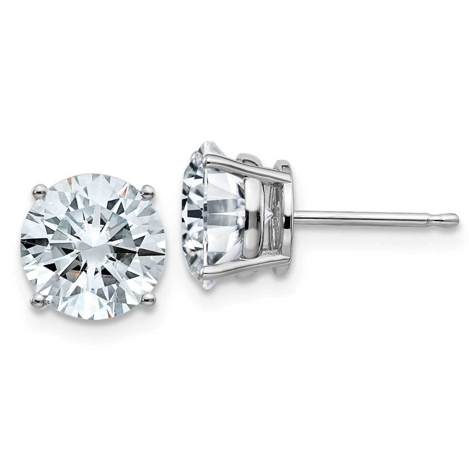 4ct. 8.0mm Round D E F Pure Light Moissanite Earrings 14k White Gold WG326-15MP, MPN: WG326-15MP, 1…