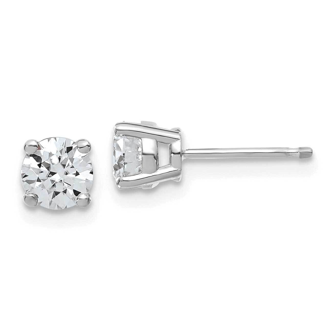 1ct. 5.0mm Round D E F Pure Light Moissanite Earrings 14k White Gold WG324-7MP, MPN: WG324-7MP, 191…