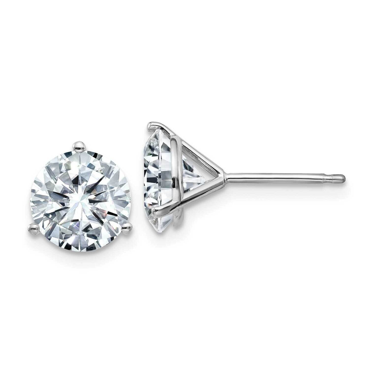 4ct. 8.0mm Round D E F Pure Light Moissanite Earrings 14k White Gold WG322-12MP, MPN: WG322-12MP, 1…