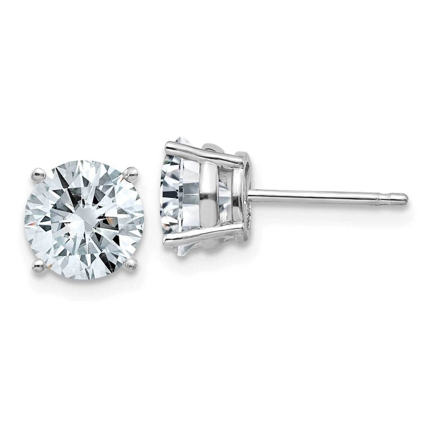 2.50ct. 7.0mm Round D E F Pure Light Moissanite Earrings 14k White Gold WG326-13MP