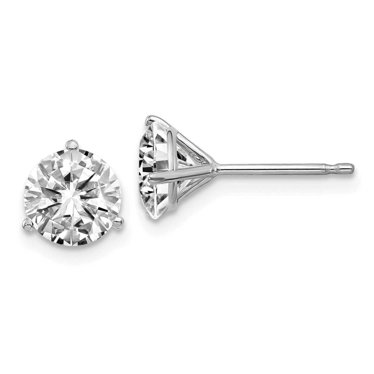 2ct. 6.5mm Round J-K Color Moissanite Earrings 14k White Gold WG322-9MB, MPN: WG322-9MB,