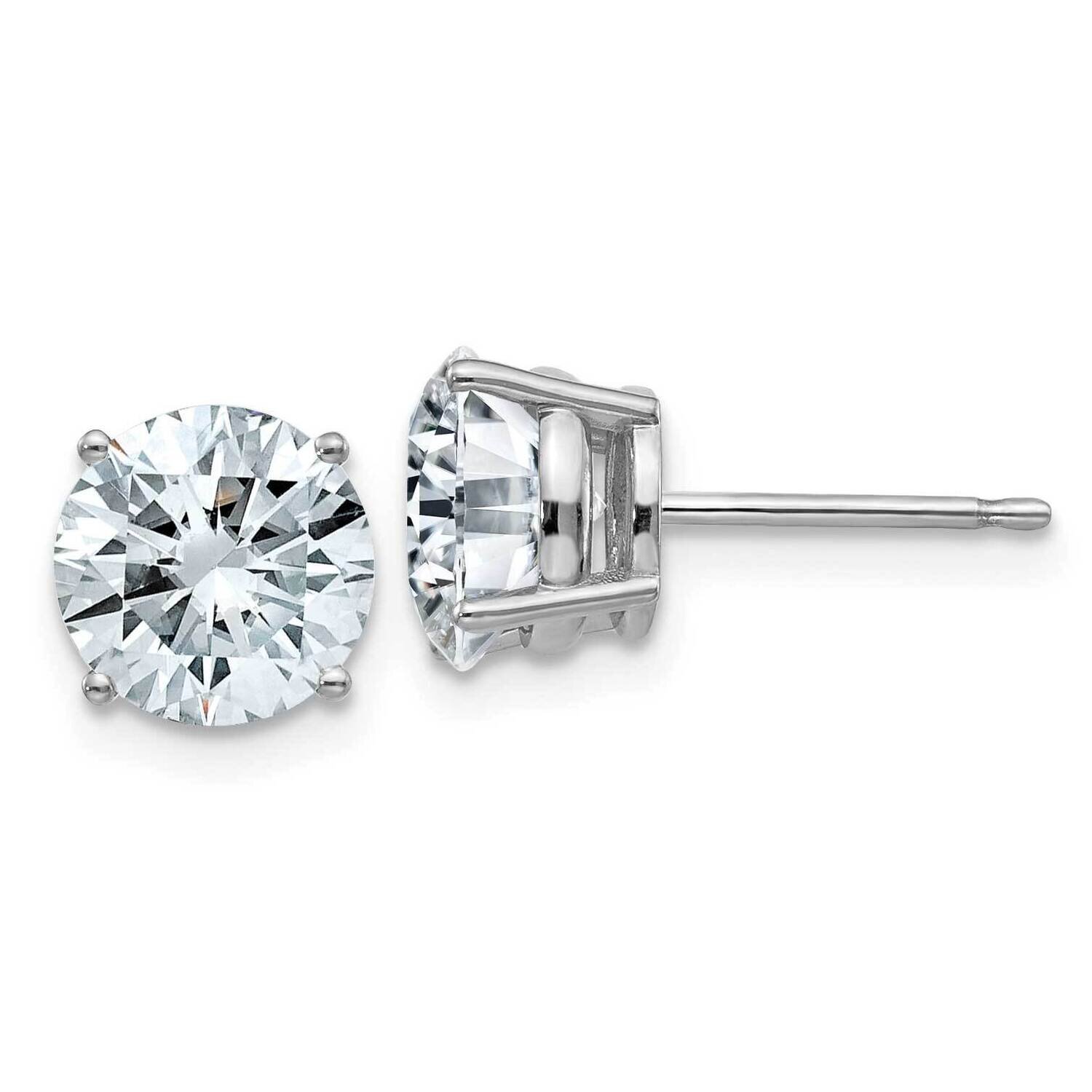 3ct. 7.5mm Round D E F Pure Light Moissanite Earrings 14k White Gold WG326-14MP, MPN: WG326-14MP, 1…