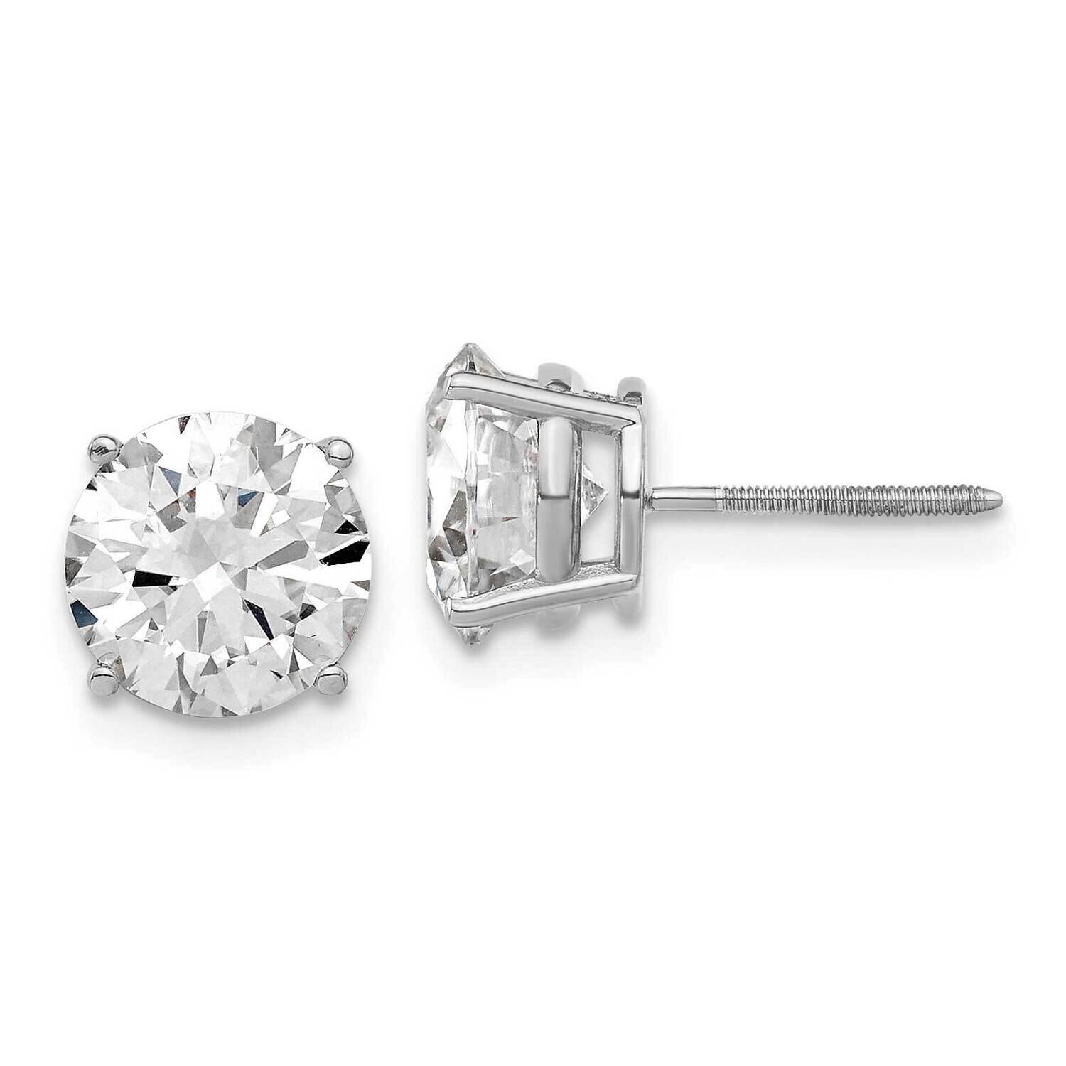 4ct. 8.0mm Round G H I True Light Moissanite Screwback Earrings 14k White Gold WG327-15MT, MPN: WG3…