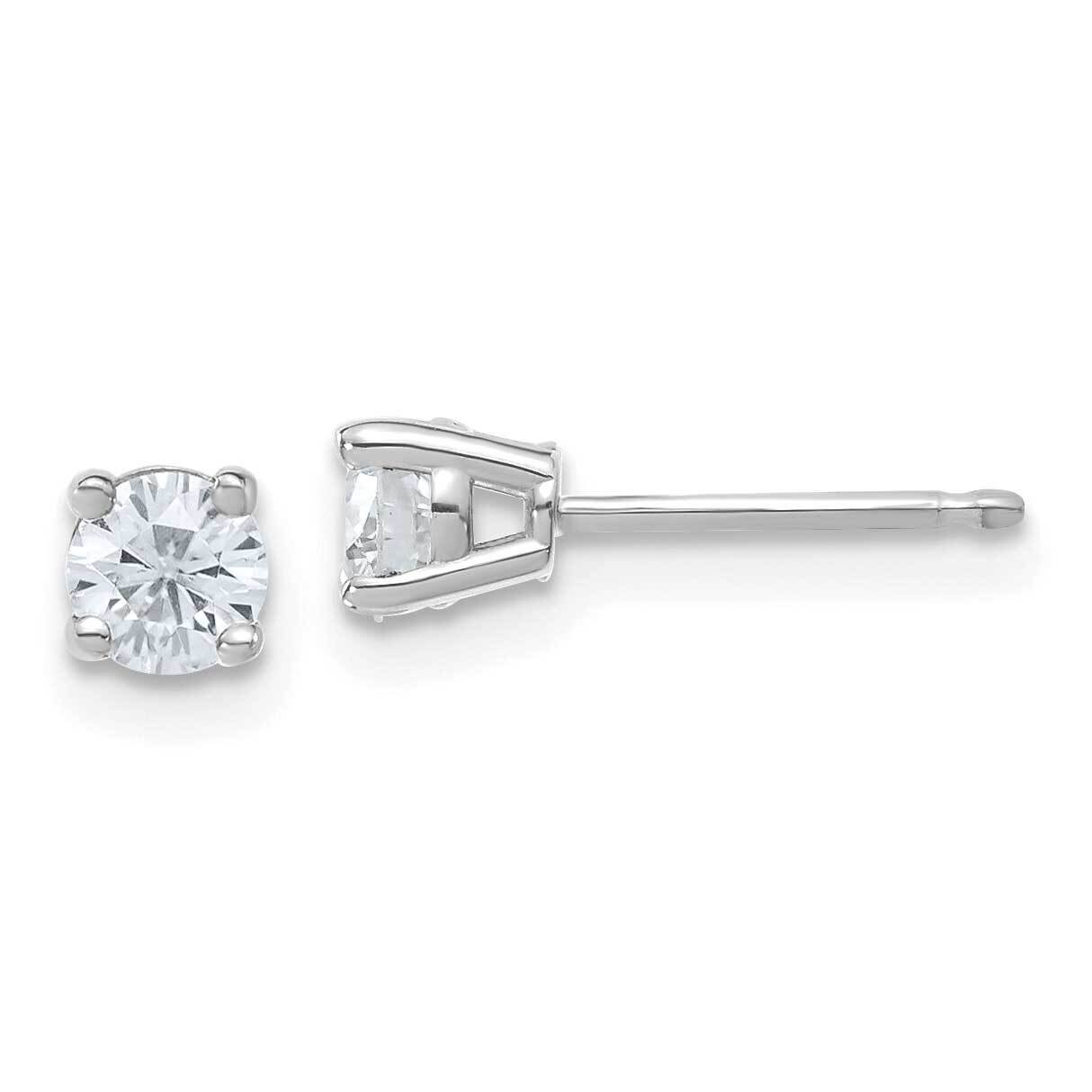 1/2ct. 4.0mm Round D E F Pure Light Moissanite Earrings 14k White Gold WG324-5MP, MPN: WG324-5MP, 1…
