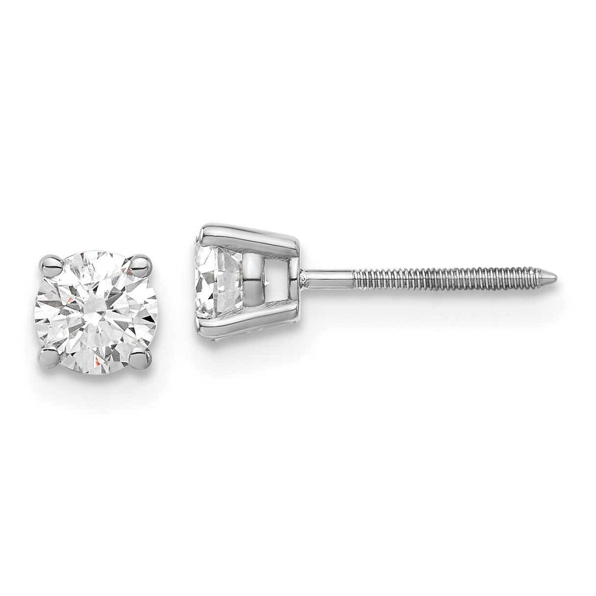 3/4ct. 4.5mm Round G H I True Light Moissanite Screwback Earrings 14k White Gold WG327-7MT, MPN: WG…
