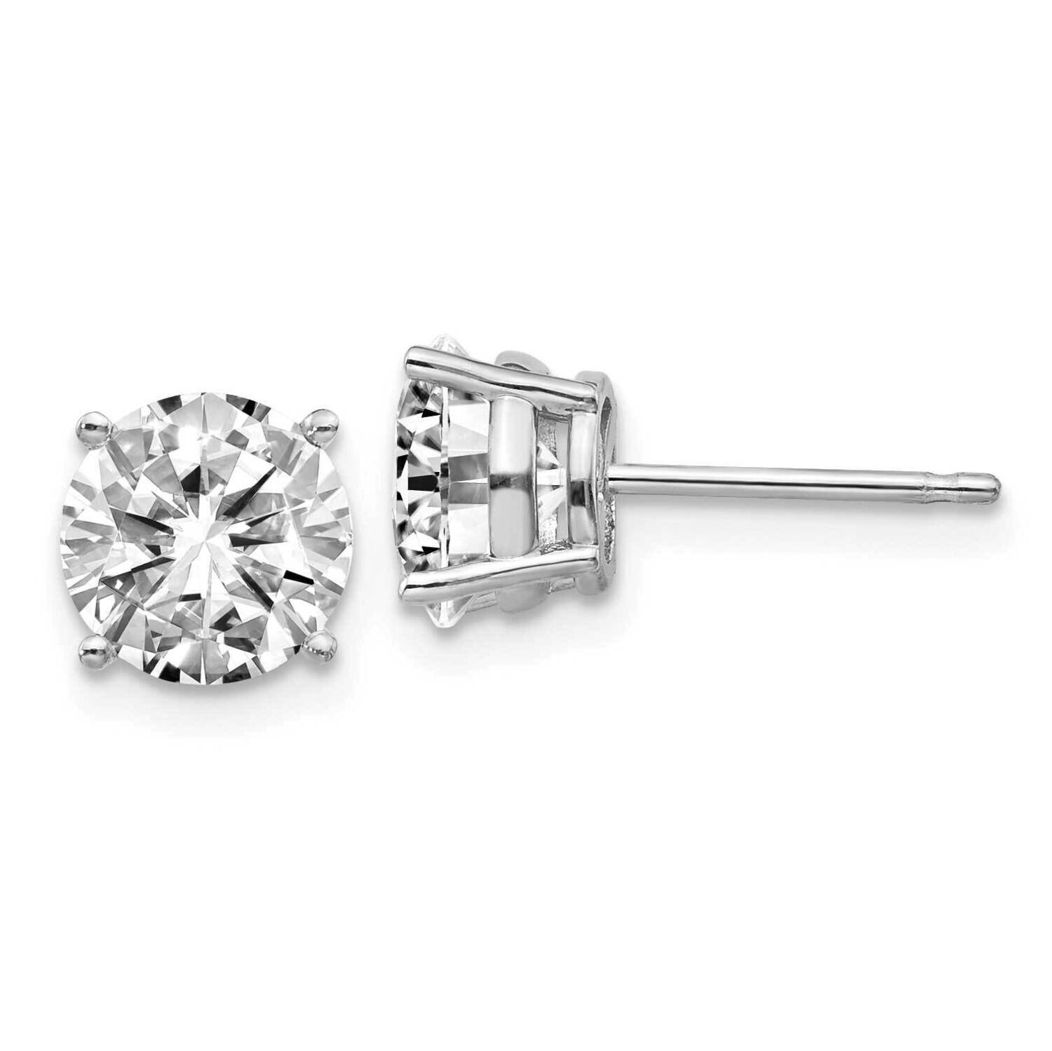 2.50ct. 7.0mm Round J-K Color Moissanite Earrings 14k White Gold WG326-13MB, MPN: WG326-13MB,