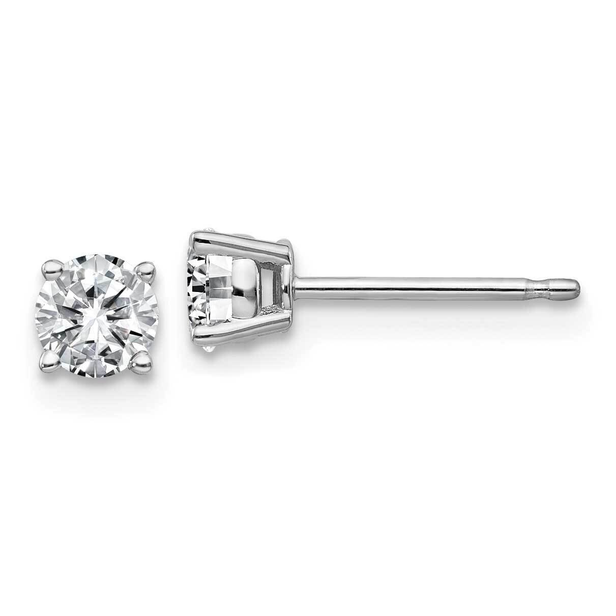 1/2ct. 4.0mm Round G H I True Light Moissanite Earrings 14k White Gold WG326-6MT