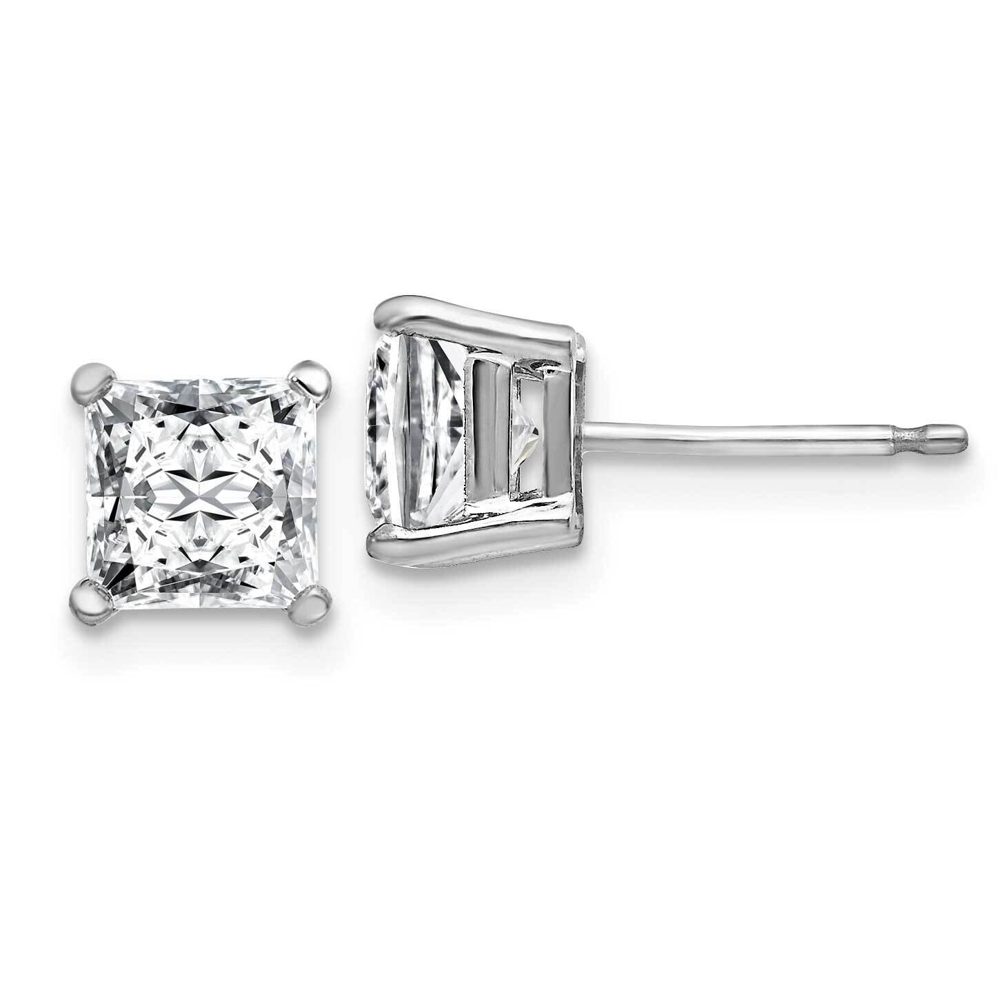 2ct. 5.5mm Princess G H I True Light Moissanite Earrings 14k White Gold WG364-11MT, MPN: WG364-11MT…