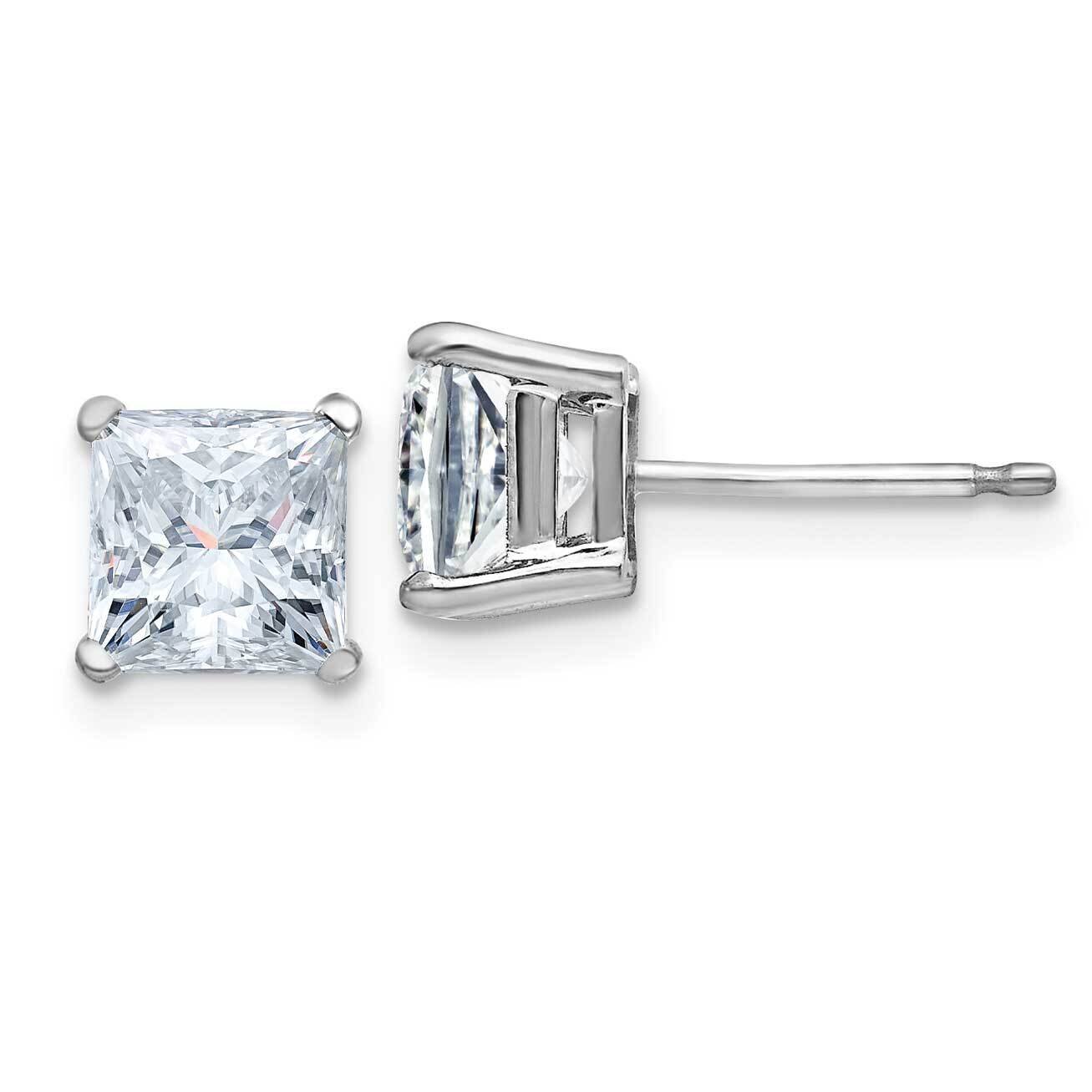 1.50ct. 5.0mm Princess D E F Pure Light Moissanite Earrings 14k White Gold WG364-10MP, MPN: WG364-1…