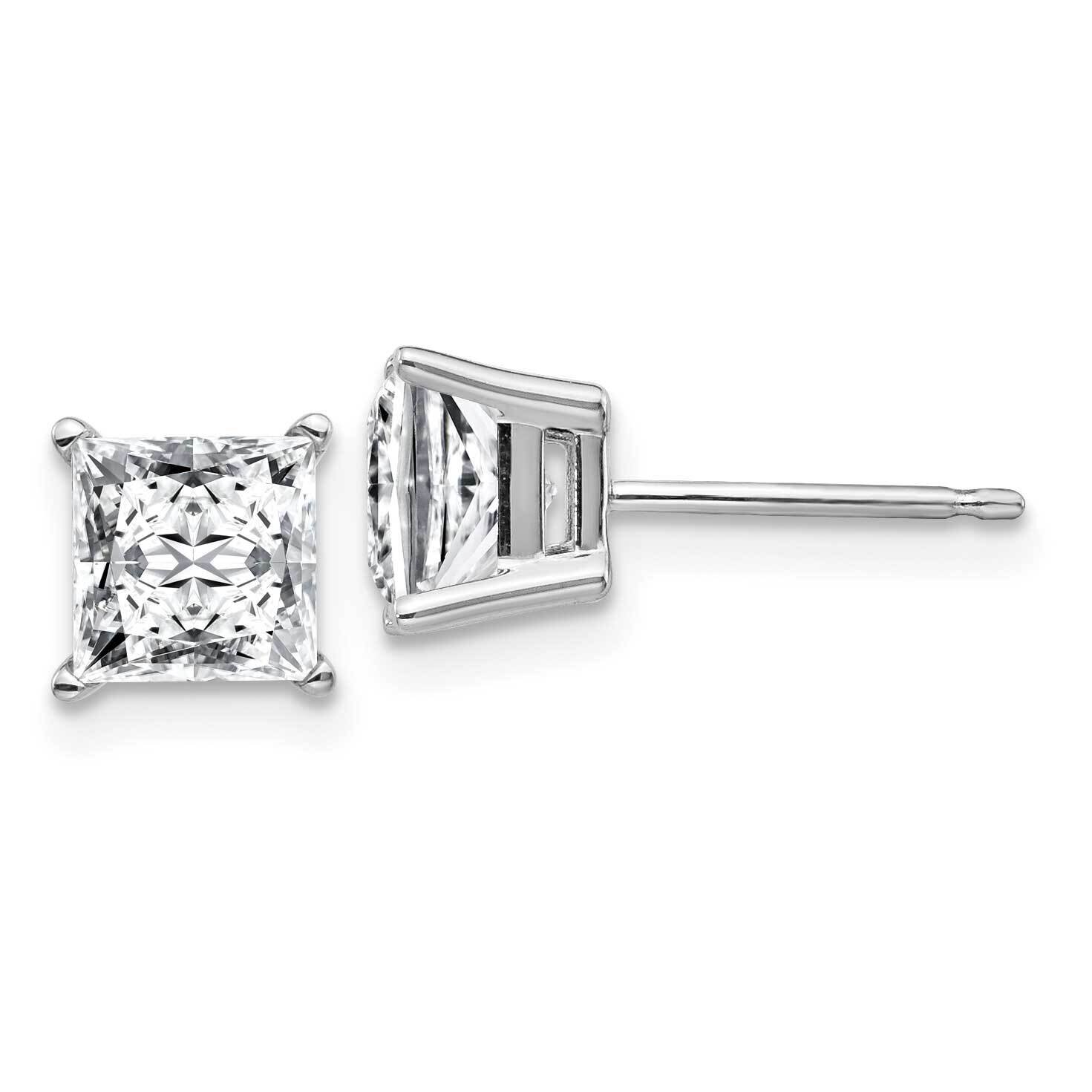 2.50ct. 6.0mm Princess G H I True Light Moissanite Earrings 14k White Gold WG364-12MT, MPN: WG364-1…