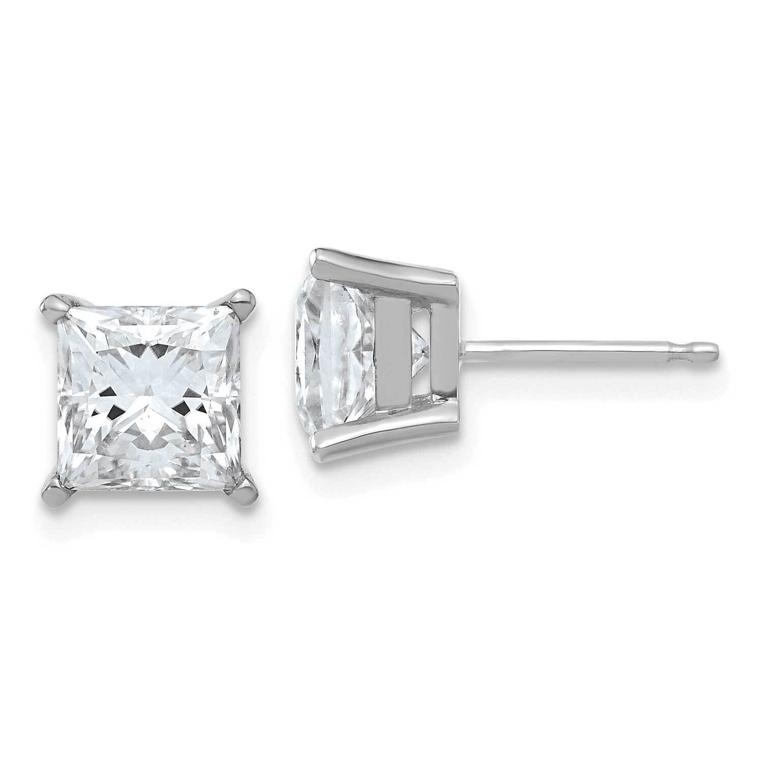 3ct. 6.5mm Princess D E F Pure Light Moissanite Earrings 14k White Gold WG364-13MP, MPN: WG364-13MP…