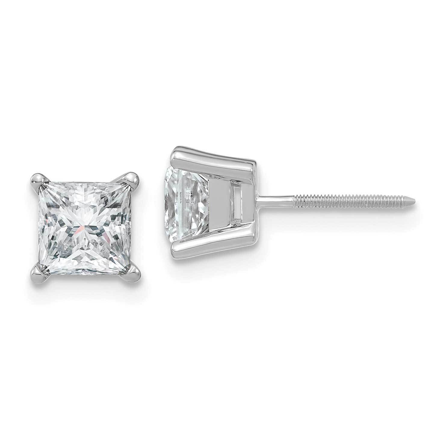 2ct. 5.5mm Princess G H I True Light Moissanite Earrings 14k White Gold WG365-11MT, MPN: WG365-11MT…