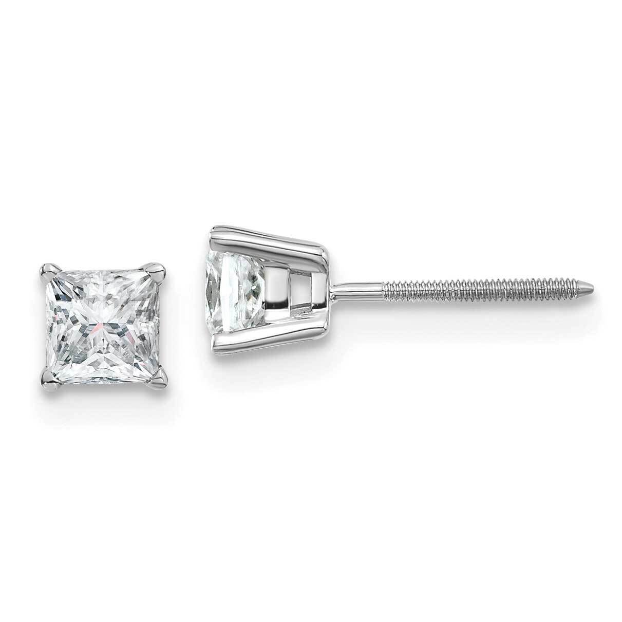 3/4ct. 4.0mm Princess G H I True Light Moissanite Earrings 14k White Gold WG365-8MT, MPN: WG365-8MT…