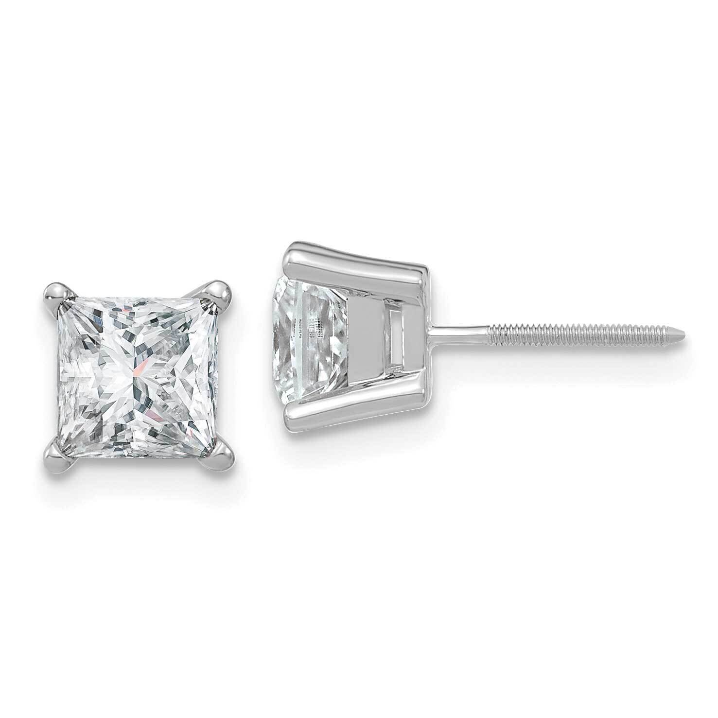 2.50ct. 6.0mm Princess G H I True Light Moissanite Earrings 14k White Gold WG365-12MT, MPN: WG365-1…