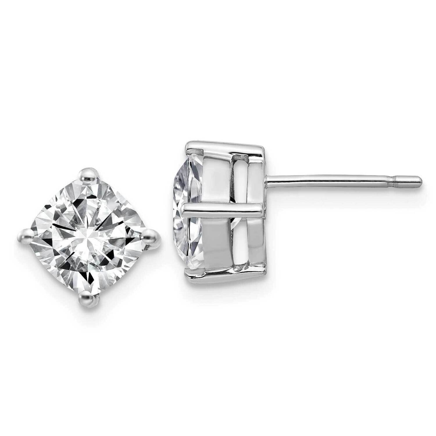 3.50ct. 7.0mm Cushion G H I True Light Moissanite Earrings 14k White Gold WG4908-8MT, MPN: WG4908-8…