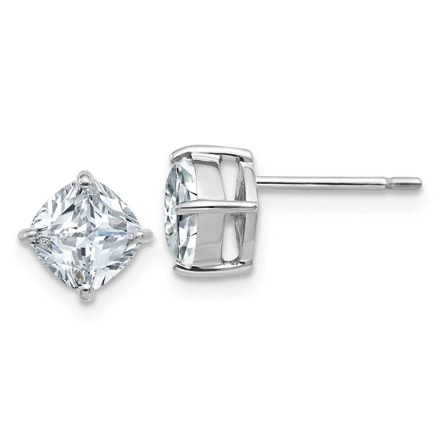2.25ct. 6.0mm Cushion D E F Pure Light Moissanite Earrings 14k White Gold WG4908-6MP, MPN: WG4908-6…