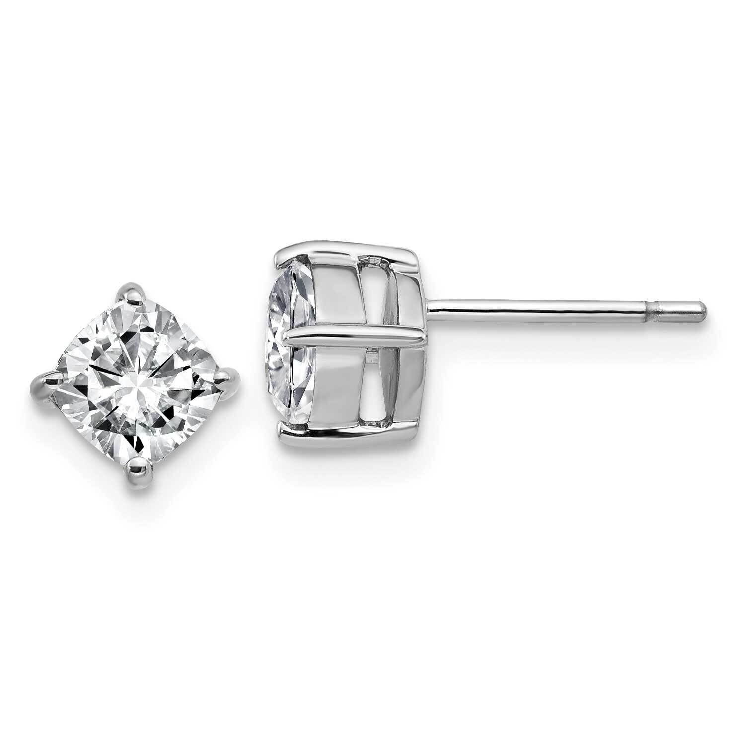 1.75ct. 5.5mm Cushion G H I True Light Moissanite Earrings 14k White Gold WG4908-5MT, MPN: WG4908-5…
