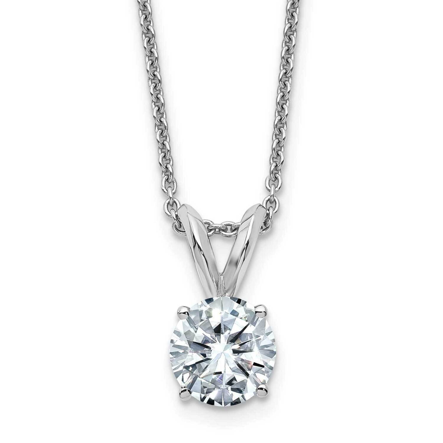 1ct. 6.5mm Round D E F Pure Light Moissanite Solitaire Necklace 14k White Gold WG936-9MP