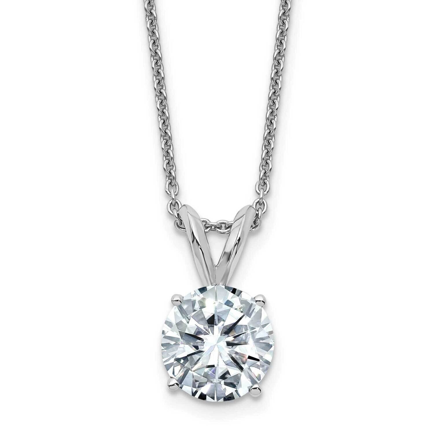 2ct. 8.0mm Round D E F Pure Light Moissanite Solitaire Necklace 14k White Gold WG936-12MP