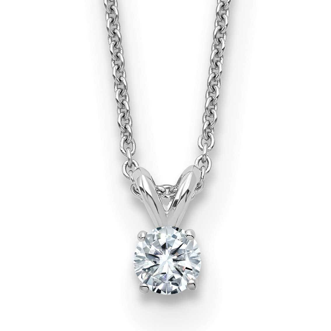 1/4ct. 4.0mm Round D E F Pure Light Moissanite Solitaire Necklace 14k White Gold WG936-3MP