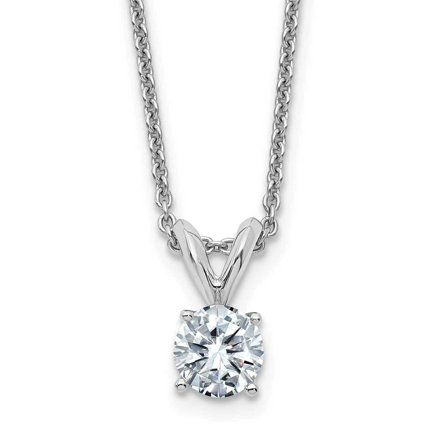 1/2ct. 5.0mm Round D E F Pure Light Moissanite Solitaire Necklace 14k White Gold WG936-5MP