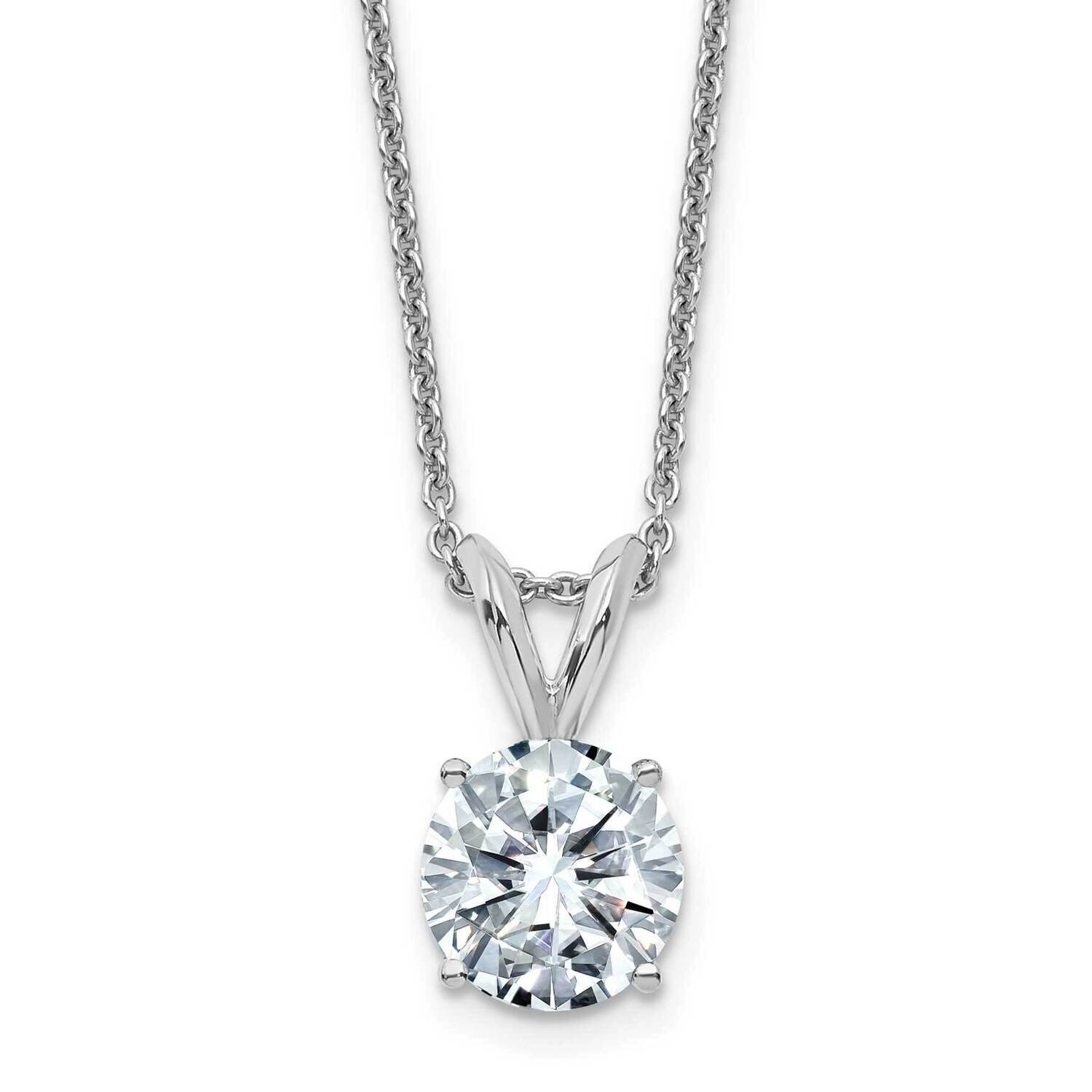 1.50ct. 7.5mm Round D E F Pure Light Moissanite Solitaire Necklace 14k White Gold WG936-11MP