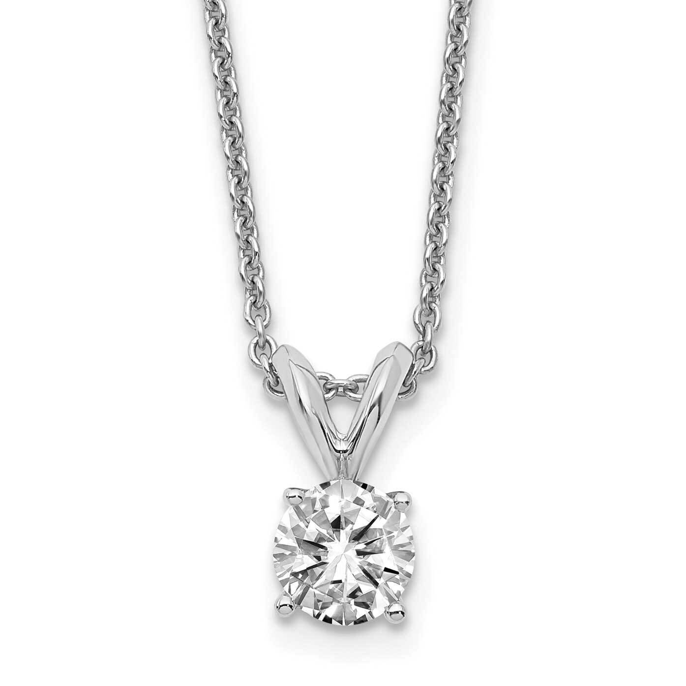 1/2ct. 5.0mm Round J-K Color Moissanite Solitaire Necklace 14k White Gold WG936-5MB
