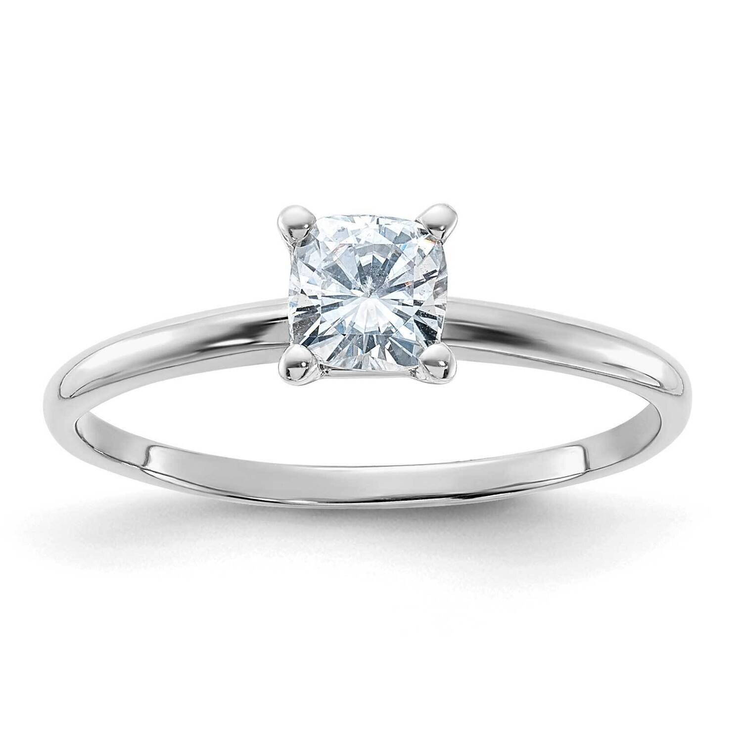 1/2ct. D E F Pure Light Cushion Moissanite Solitaire Ring 14k White Gold WGSH13C-8MP, MPN: WGSH13C-…