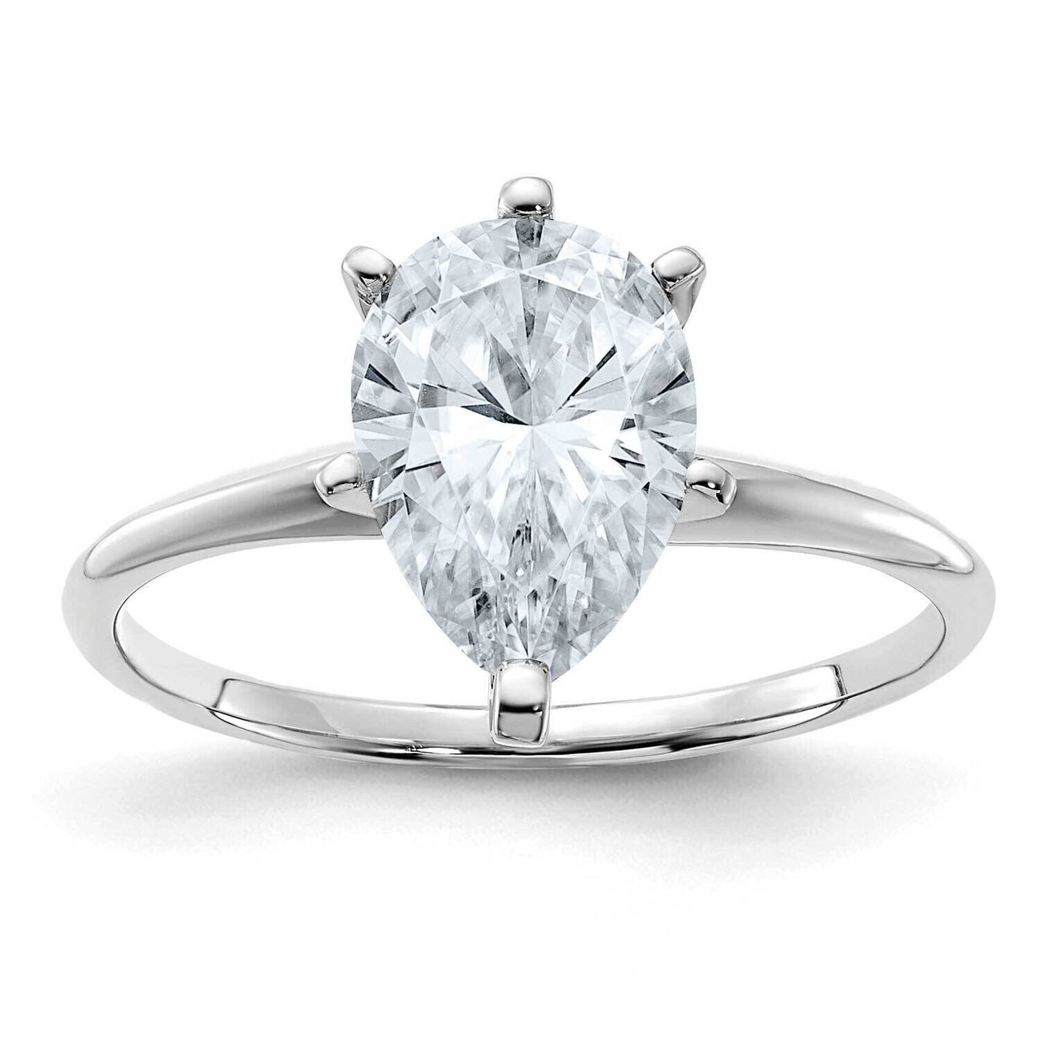 2ct. D E F Pure Light Pear Moissanite Solitaire Ring 14k White Gold WGSH15A-15MP-5, MPN: WGSH15A-15…