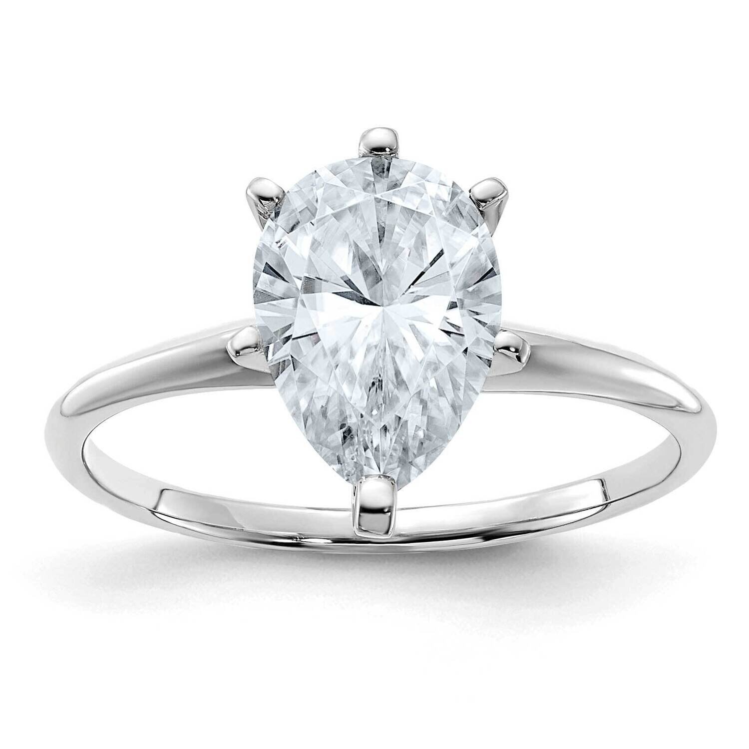 2ct. D E F Pure Light Pear Moissanite Solitaire Ring 14k White Gold WGSH15A-15MP-6