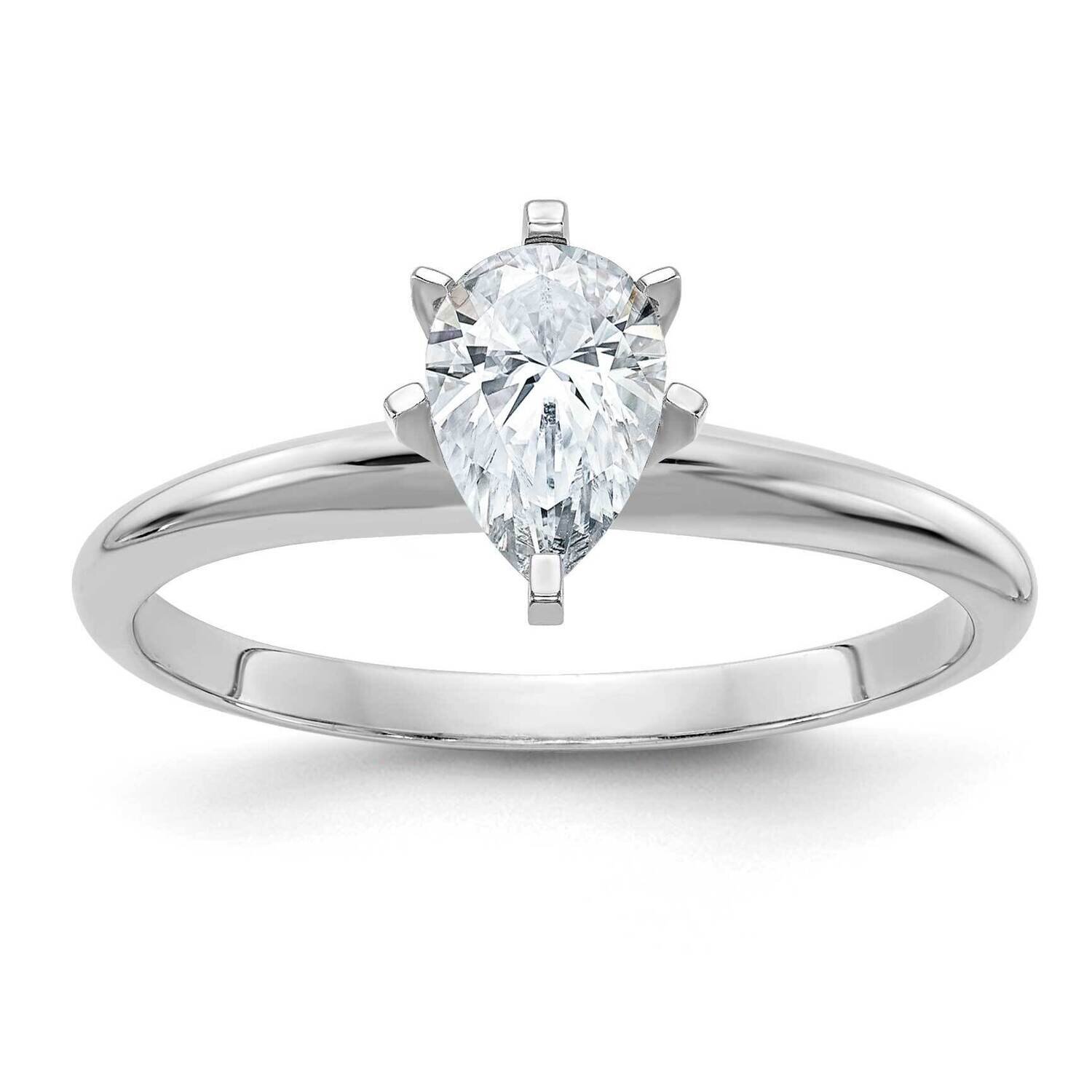 7/8ct. D E F Pure Light Pear Moissanite Solitaire Ring 14k White Gold WGSH15A-12MP-9, MPN: WGSH15A-…
