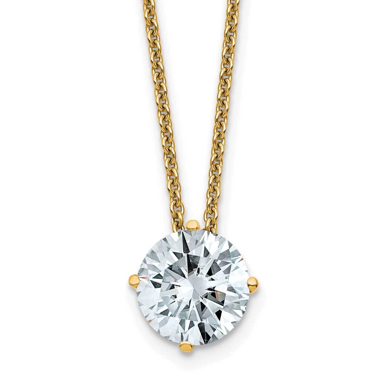 1.50ct. 7.5mm Round D E F Pure Light Moissanite Solitaire Necklace 14k Gold YG113-23MP