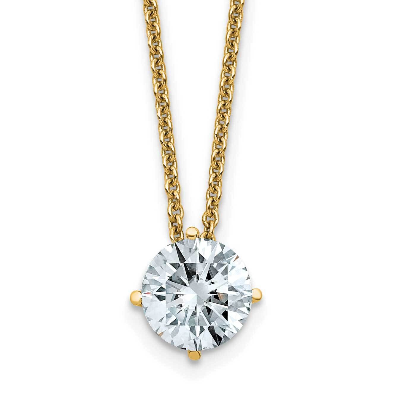 1ct. 6.5mm Round D E F Pure Light Moissanite Solitaire Necklace 14k Gold YG113-21MP