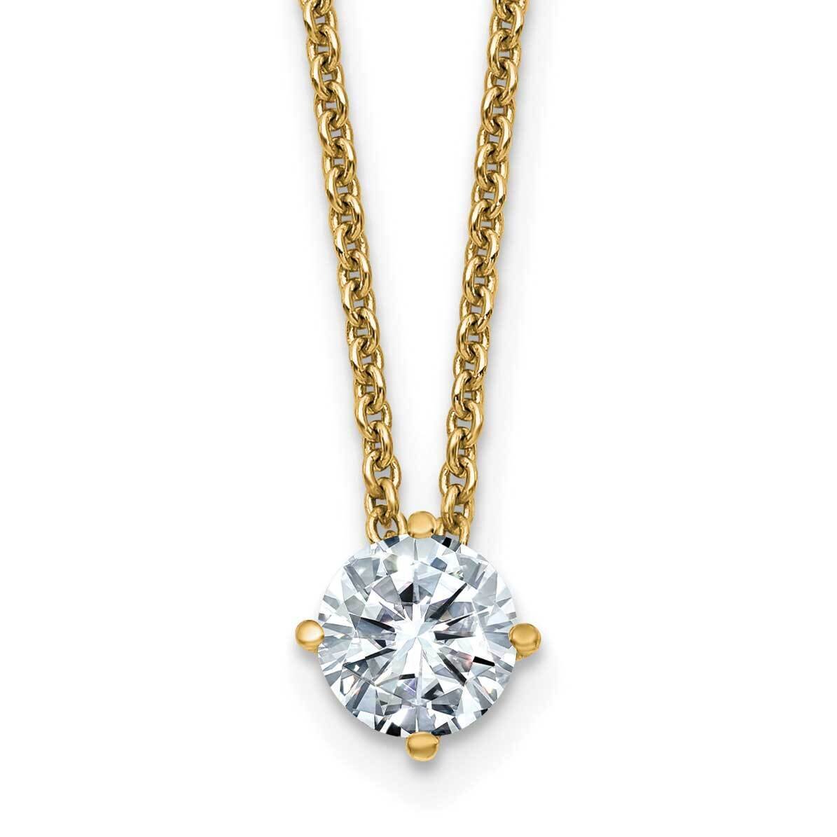 1/2ct. 5.0mm Round D E F Pure Light Moissanite Solitaire Necklace 14k Gold YG113-16MP