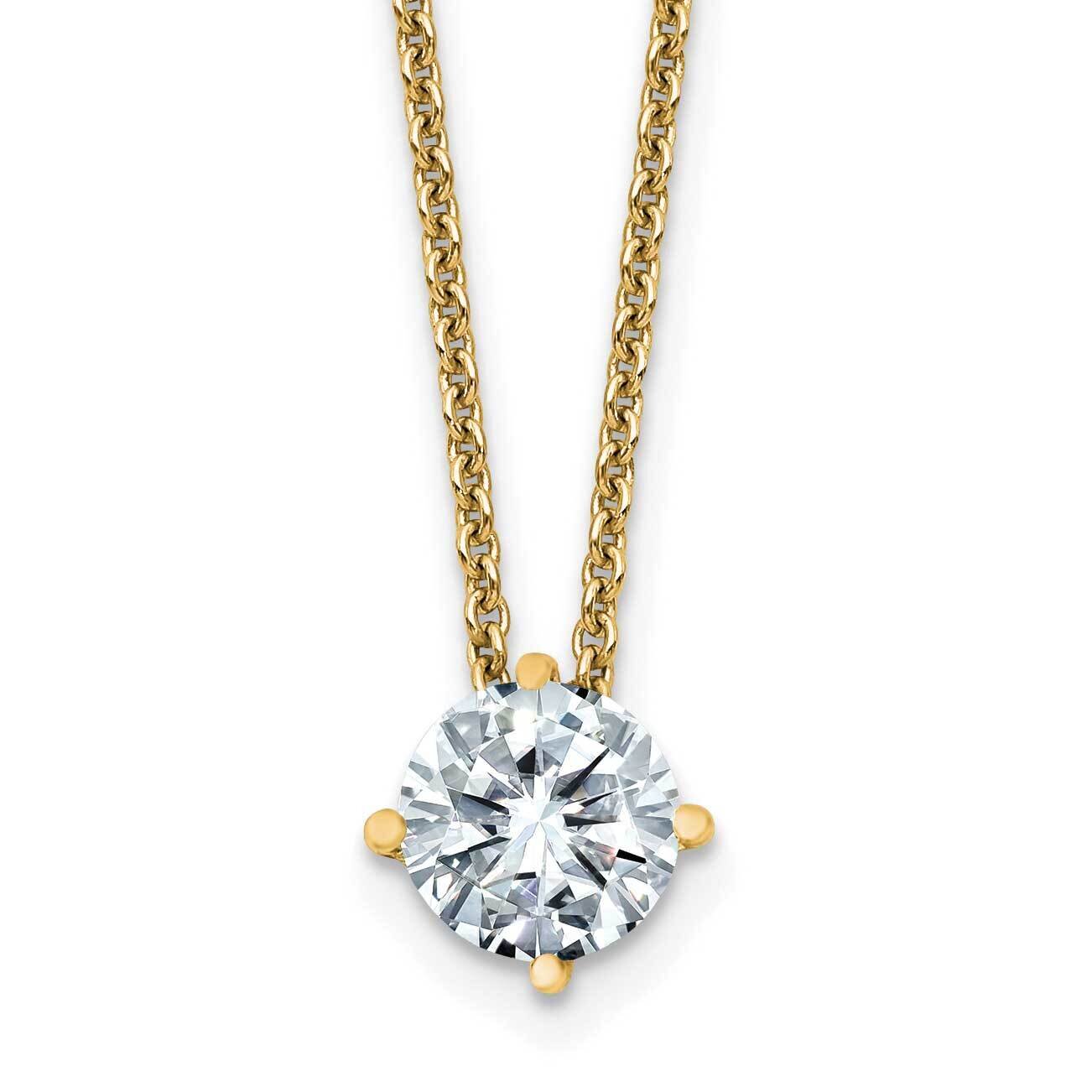 3/4ct. 6.0mm Round D E F Pure Light Moissanite Solitaire Necklace 14k Gold YG113-20MP