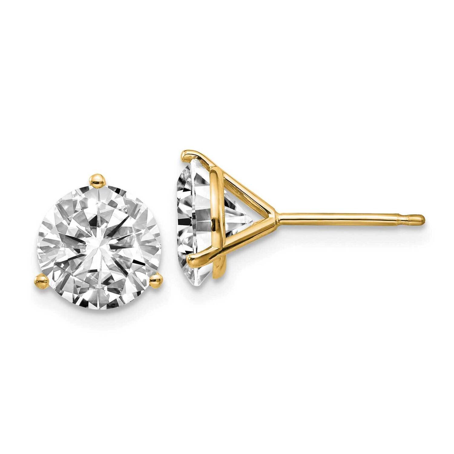 4ct. 8.0mm Round J-K Color Moissanite Earrings 14k Gold YG322-12MB, MPN: YG322-12MB,