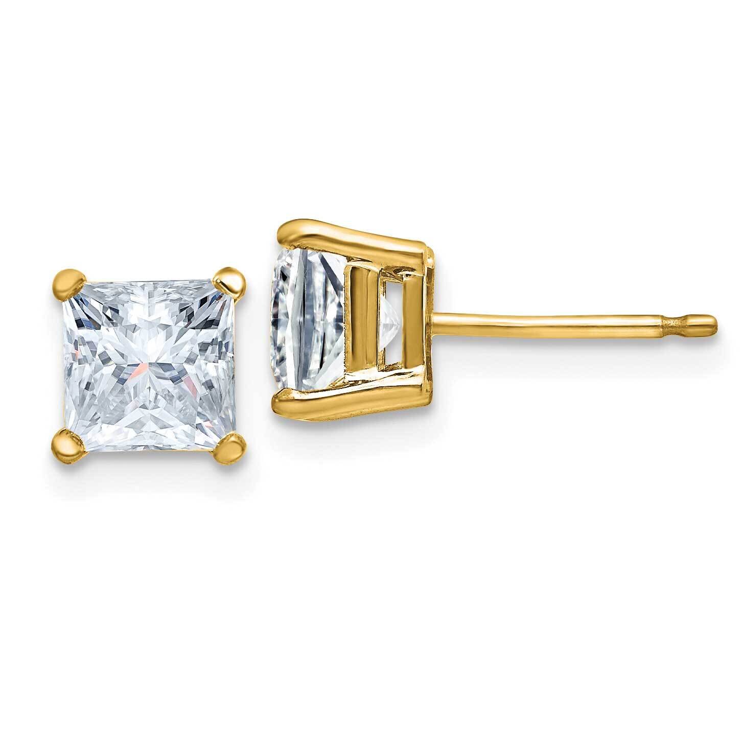 2ct. 5.5mm Princess D E F Pure Light Moissanite Earrings 14k Gold YG364-11MP, MPN: YG364-11MP, 1911…