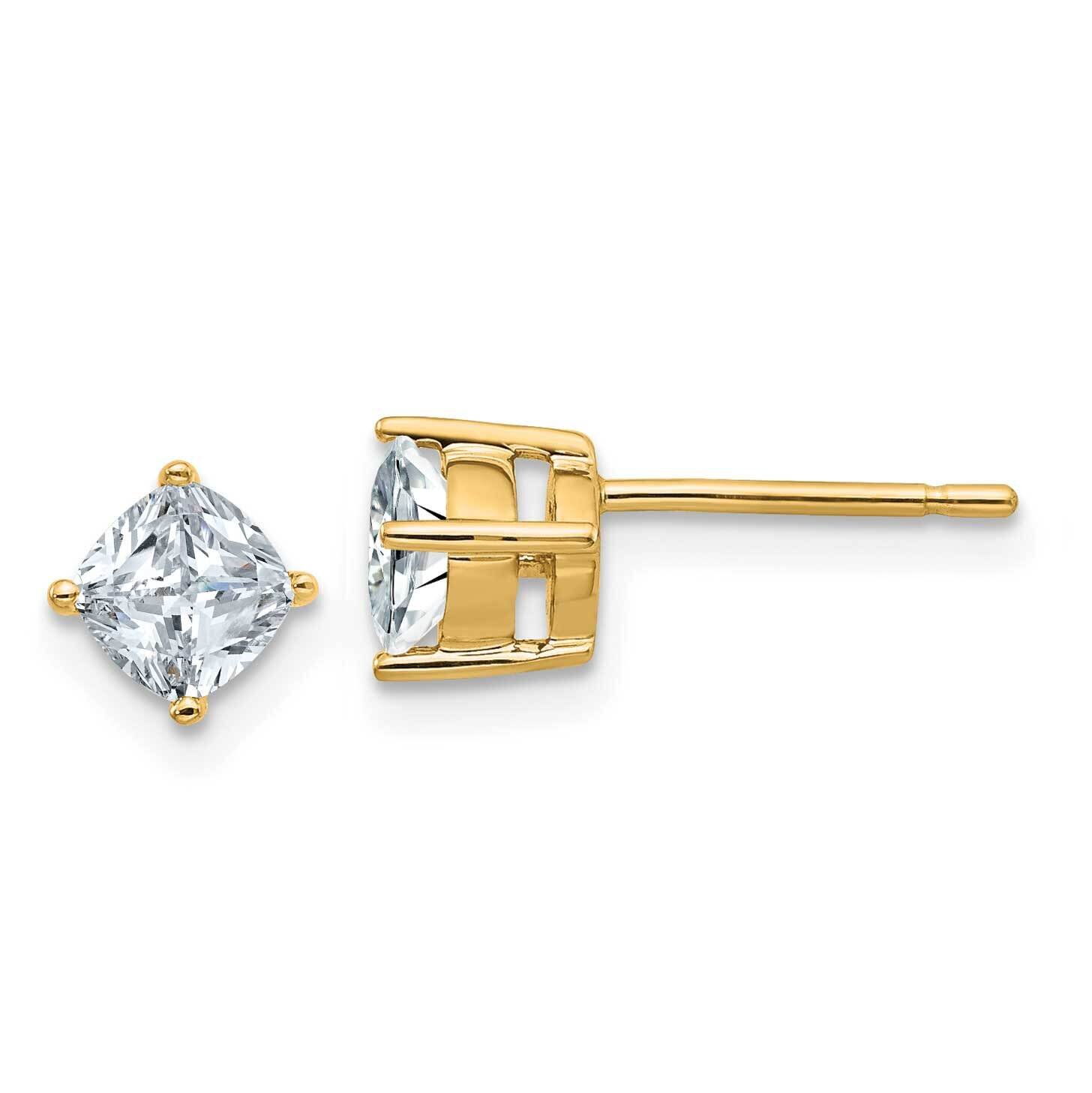 3/4ct. 4.5mm Cushion D E F Pure Light Moissanite Earrings 14k Gold YG4908-3MP, MPN: YG4908-3MP, 191…