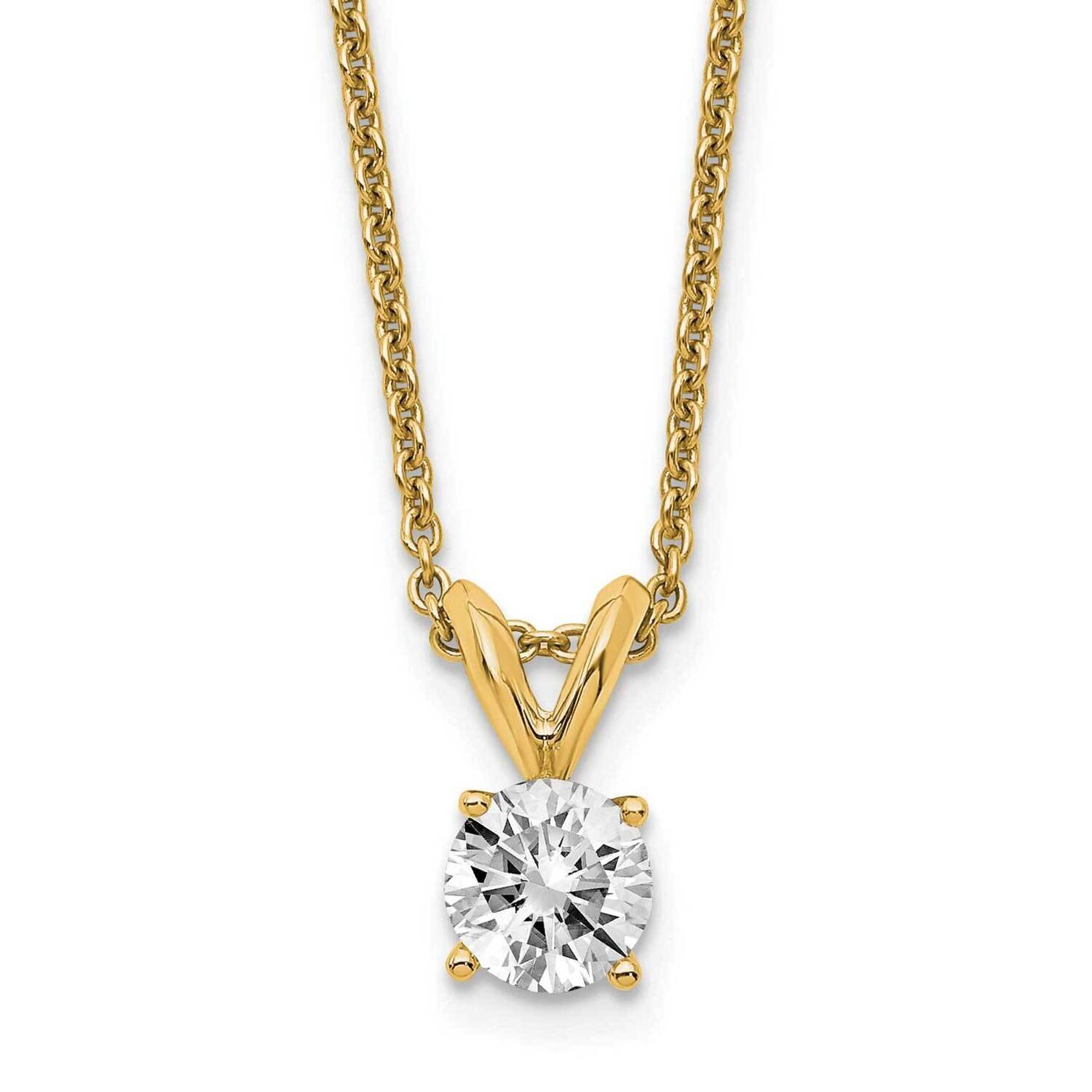 1/2ct. 5.0mm Round J-K Color Moissanite Solitaire Necklace 14k Gold YG936-5MB