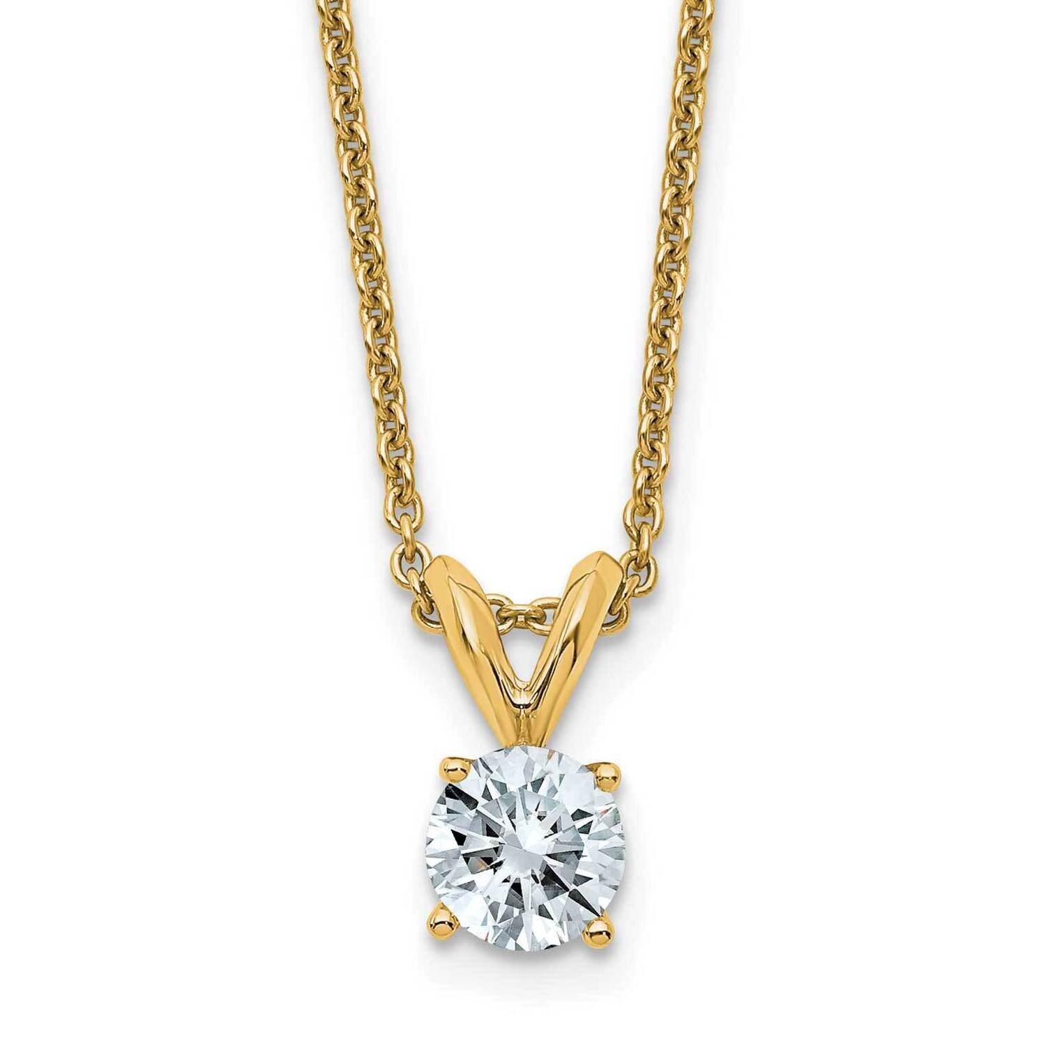 1/2ct. 5.0mm Round D E F Pure Light Moissanite Solitaire Necklace 14k Gold YG936-5MP