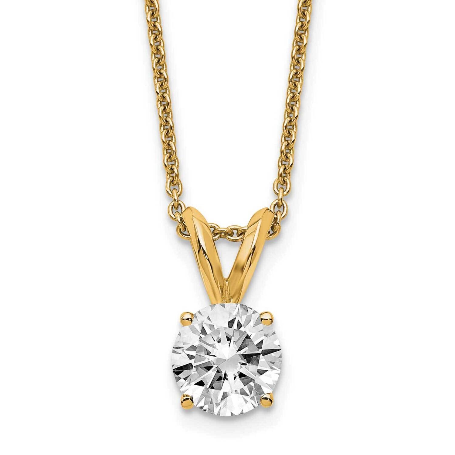 1ct. 6.5mm Round J-K Color Moissanite Solitaire Necklace 14k Gold YG936-9MB