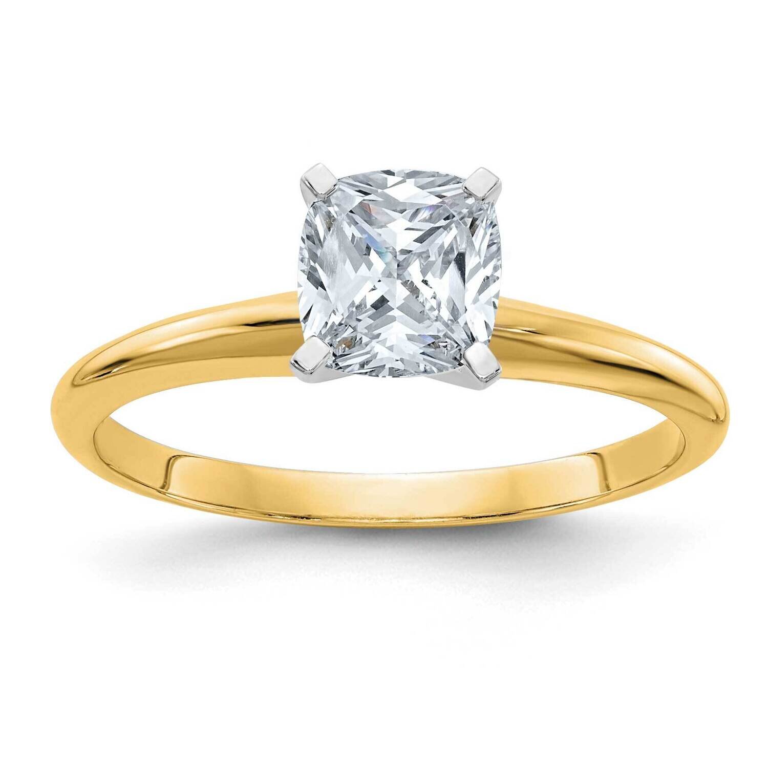 1ct. D E F Pure Light Cushion Moissanite Solitaire Ring 14k Gold YGSH13C-12MP-8
